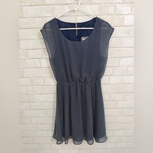 Navy Blue Gap Geometric Print Mini Dress | Cap Sleeve Elastic Waist Flowy #3065